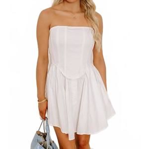 NEW BABY PINK corset mini dress in white